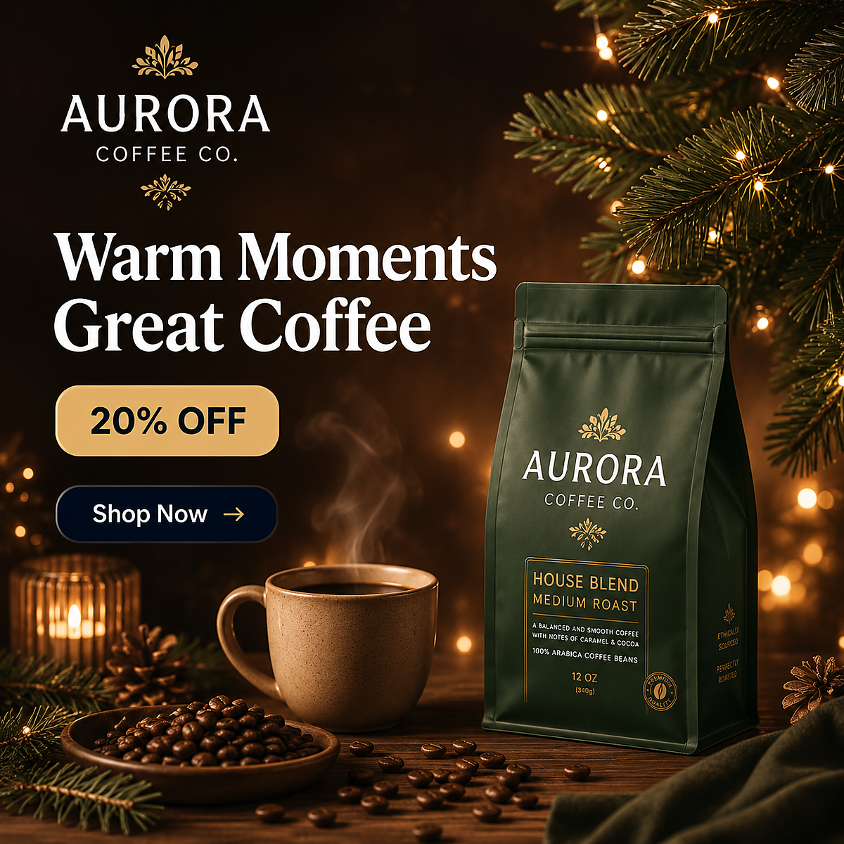 Square 1:1 Aurora coffee creative