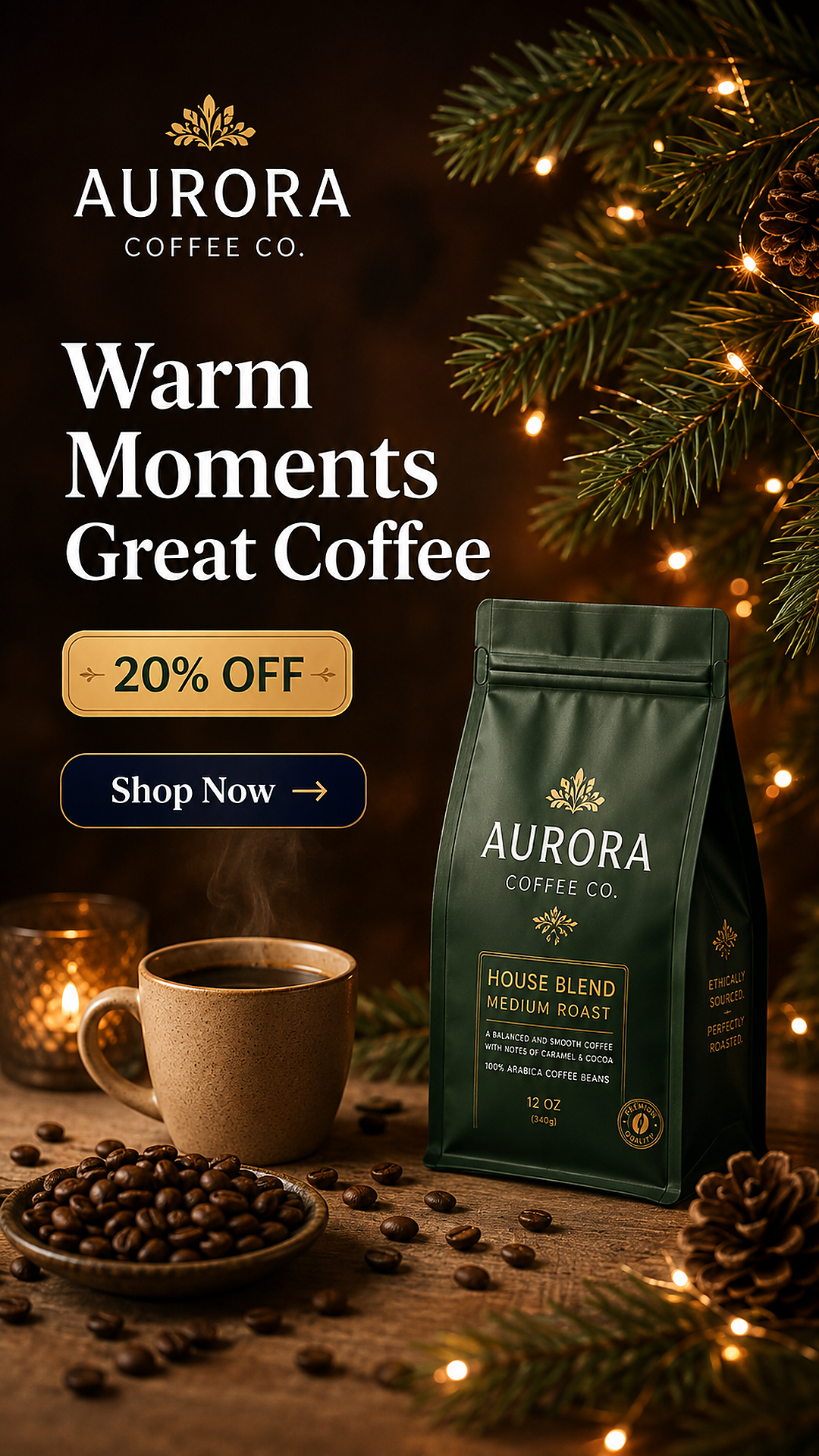 Vertical 9:16 Aurora coffee creative